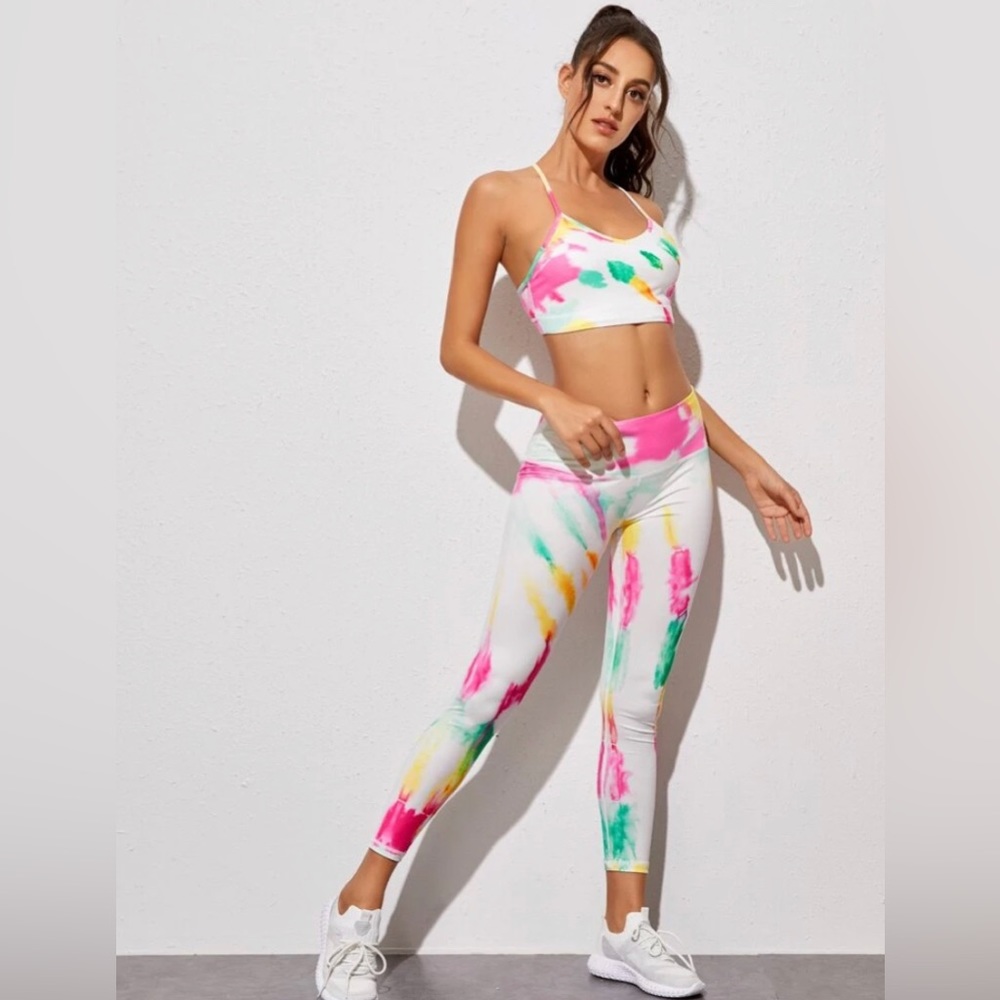 Tie Dye Criss Cross Cami Top & Leggings set